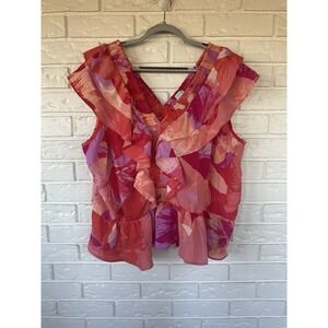 SOFIA Jeans by Sofia Vergara Ruffle Floral Sleeveless Blouse 3XL
